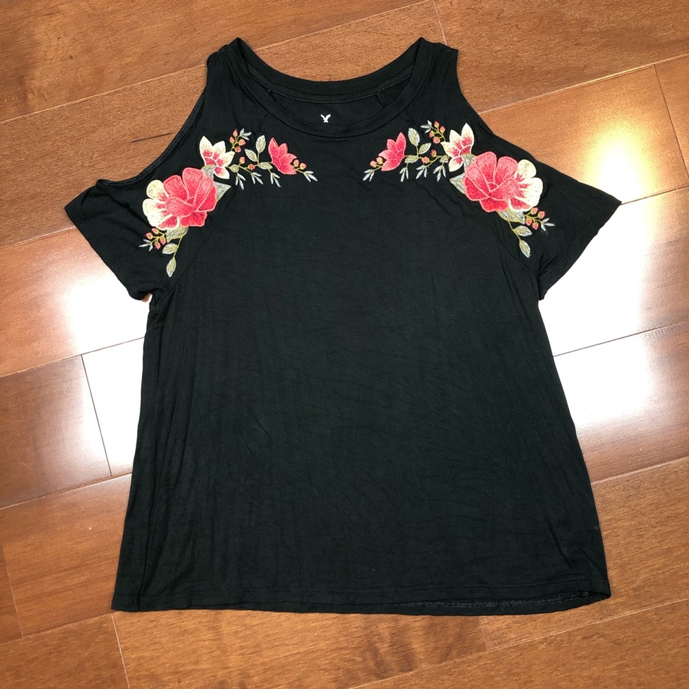 American Eagle Black Off-The-Shoulder Blouse